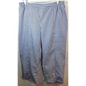Blue White Striped Elastic Waist Cropped Pants Plus Size 4X Casual Lounge PullOn